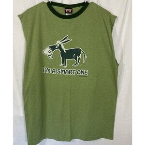 Trau & Loevner I'M A SMART ONE Jack@ss Donkey Mule Ringer T Shirt Sz L Green